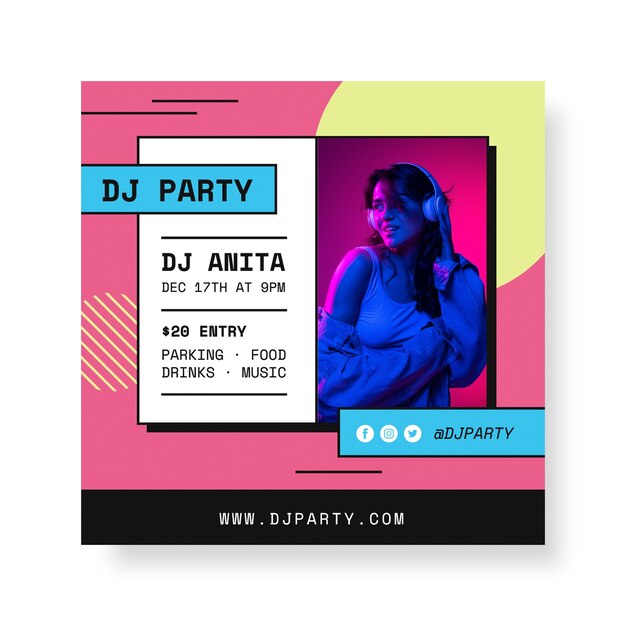 colorful dj party instagram post