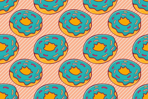 다채로운 도넛 음식 원활한 패턴 일러스트