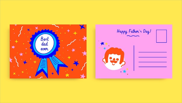 Colorful doodle father's day postcard