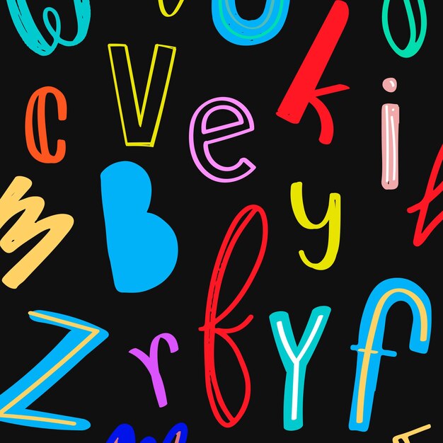 Colorful doodle font patterned background 