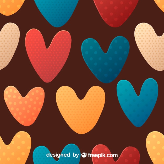 Vettore gratuito colorato punteggiato cuore seamless pattern