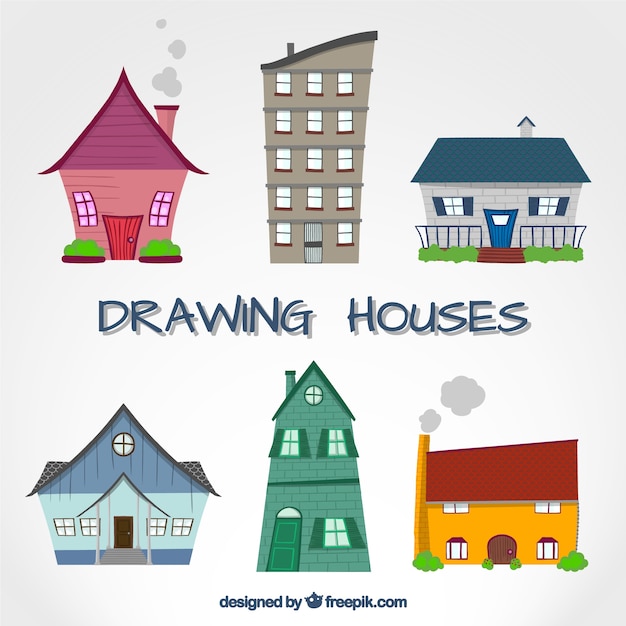 Colorful drawing houses