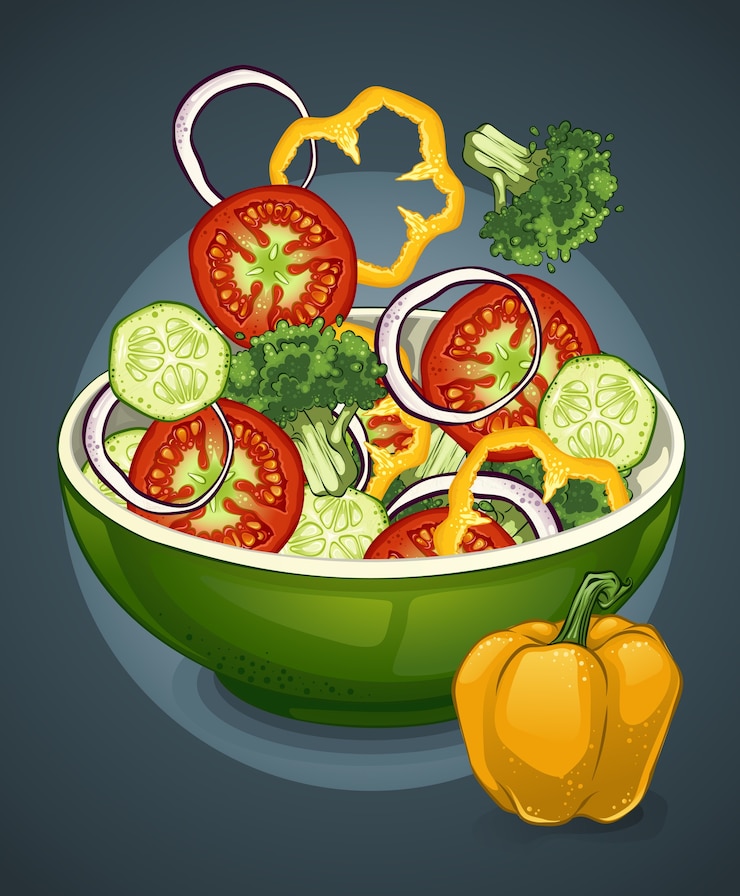 無料Vector カラフルな描画野菜サラダ