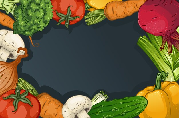 Colorful drawing vegetables template