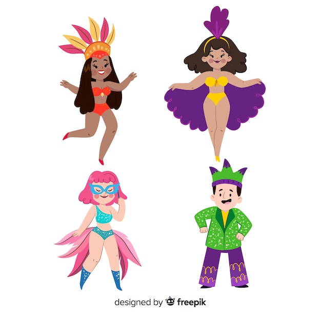 Free vector colorful dressed up people collection