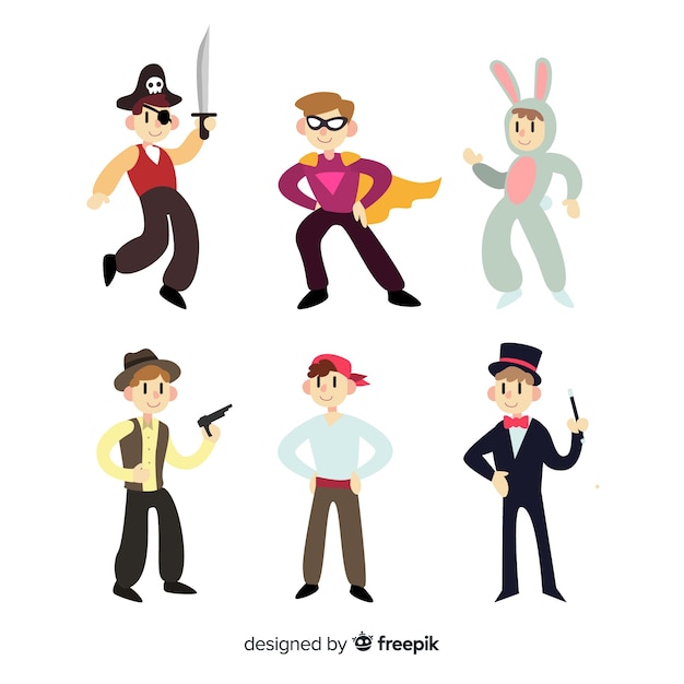 Free vector colorful dressed up people collection