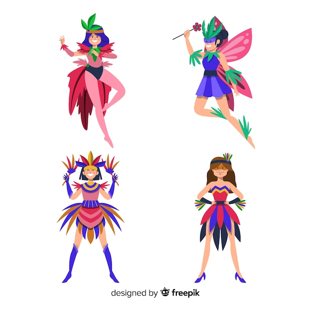 Free vector colorful dressed up people collection