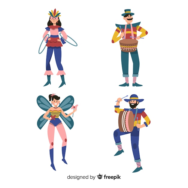 Free vector colorful dressed up people collection