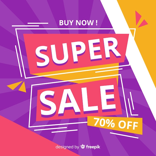 Colorful dynamic sales background flat design