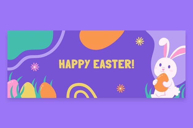 Colorful easter bunny facebook profile cover
