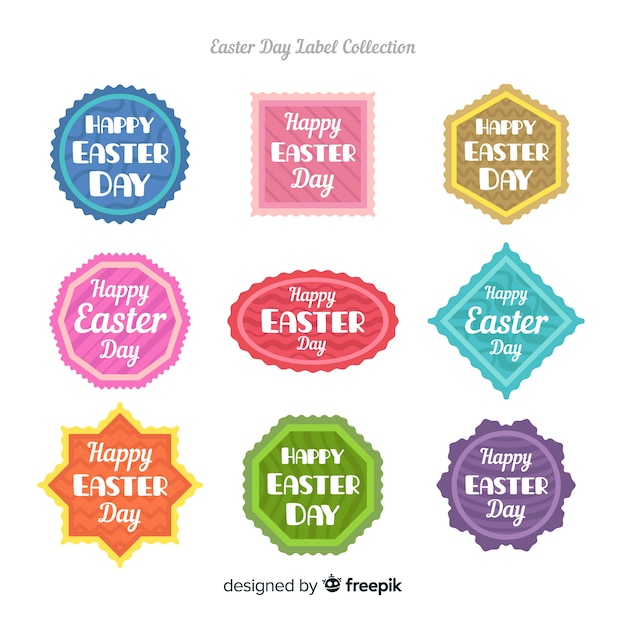 Free vector colorful easter day badge pack