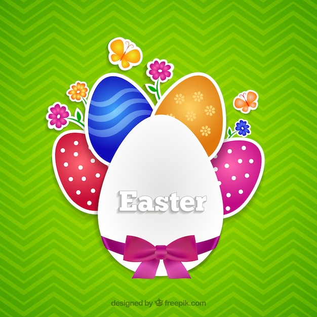 Бесплатное векторное изображение Красочные пасхальные яйца карты