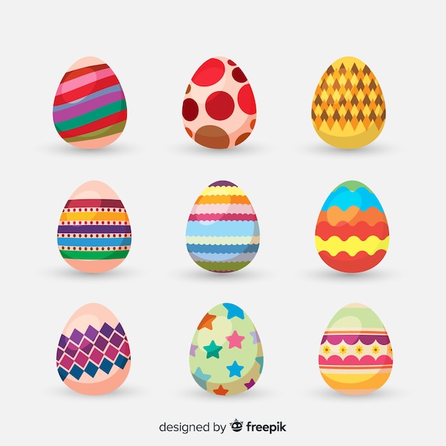 Colorful easter eggs collection