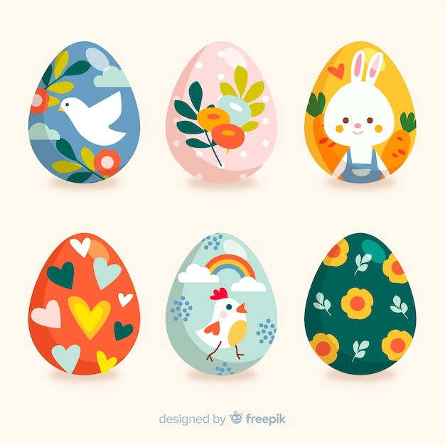 Free vector colorful easter eggs collection