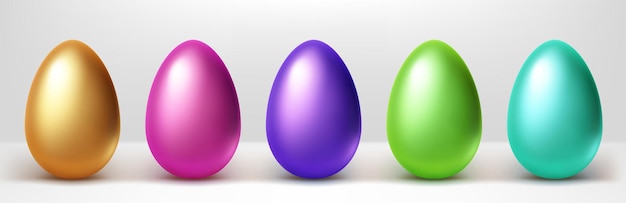 다채로운 부활절 달걀 행, 고립 된 디자인 요소