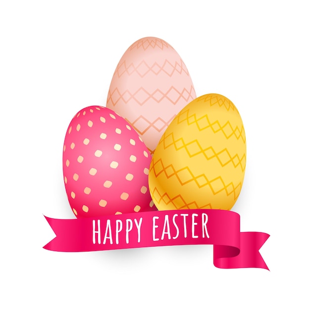 Free vector colorful easter eggs with ribbon