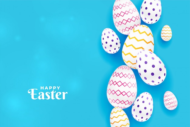 Free vector colorful easter pattern egg in blue background