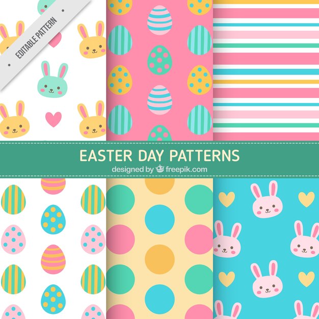 Colorful easter patterns in flat design