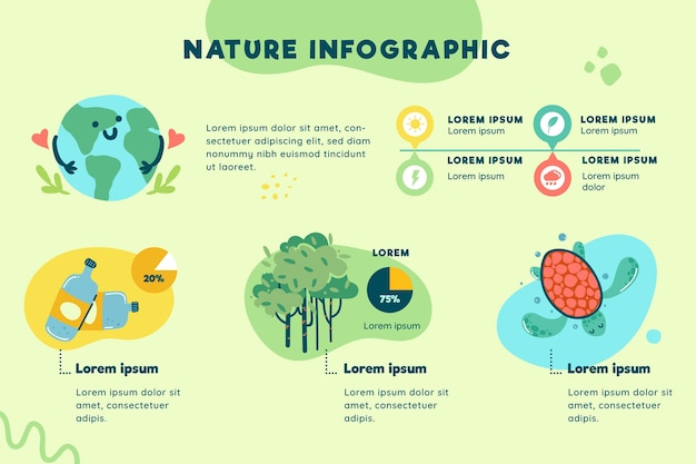 無料ベクター カラフルな生態学自然一般的なインフォグラフィック