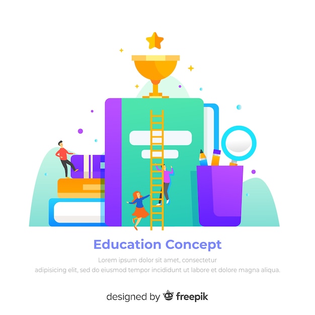 Бесплатное векторное изображение Концепция красочного образования с плоским дизайном
