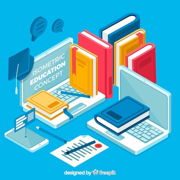 Free vector colorful education concept with isometric view