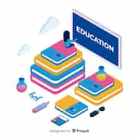 Free vector colorful education concept with isometric view