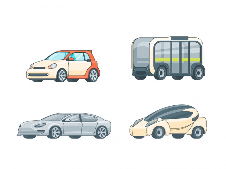 無料Vector カラフルな電気自動車コレクション