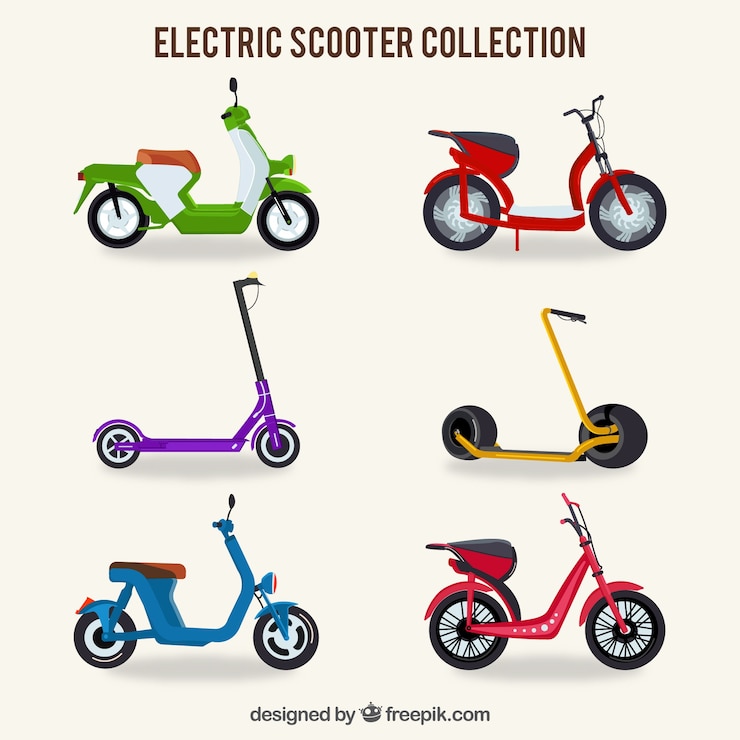 無料Vector カラフルな電動スクーターのコレクション