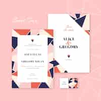 Free vector colorful and elegant wedding invitation template