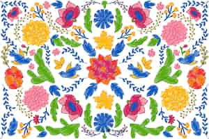 Free vector colorful embroidery floral background