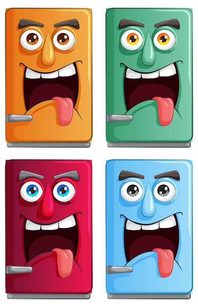 Free vector colorful emotive book characters set