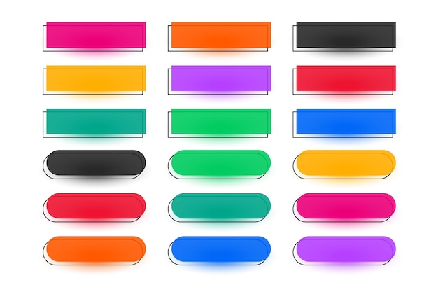 Free vector colorful and empty web button sign in collection vector