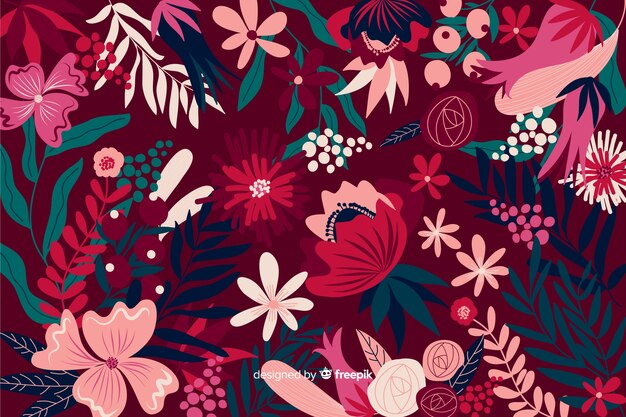 Colorful exotic floral background design