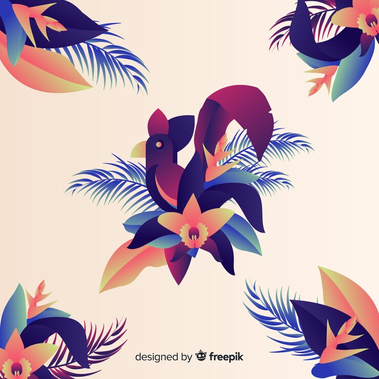 無料Vector カラフルなエキゾチックな花の背景