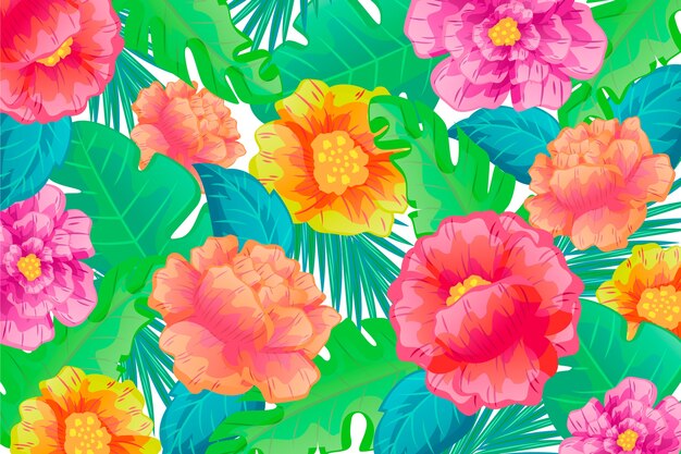 Colorful exotic floral background