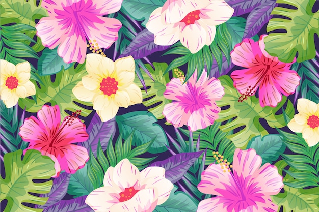 Colorful exotic floral background