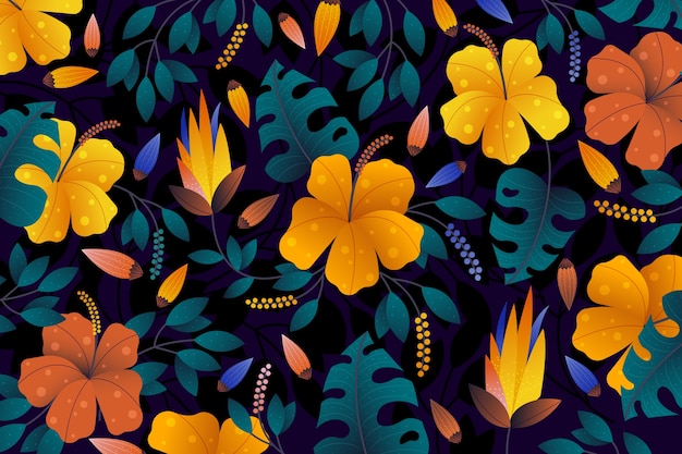 Colorful exotic floral background