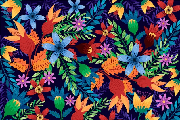 Colorful exotic floral background