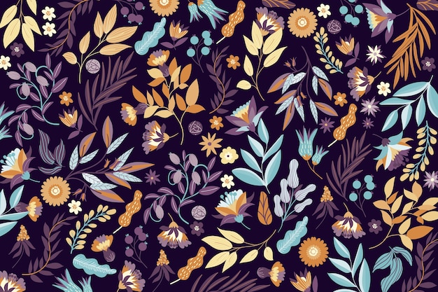 Free vector colorful exotic flowers wallpaper