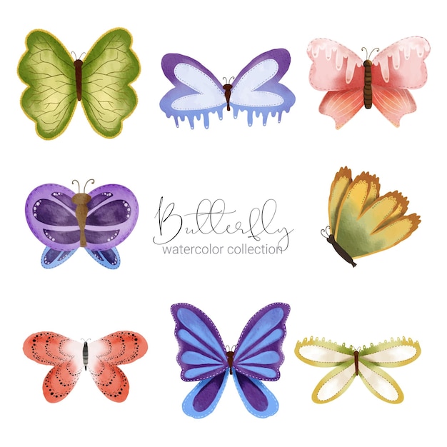 Colorful exotic watercolor butterfly isolated on white background wild insect in a watercolor style Vector cartoon illustration