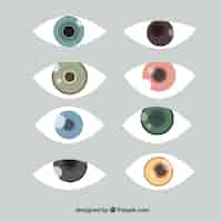 Free vector colorful eye set in flat design