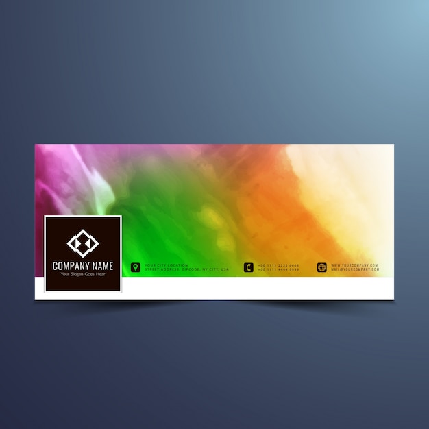 Free vector colorful facebook watercolor cover