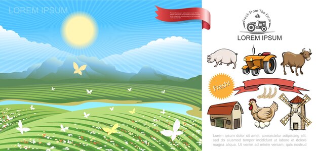 Free vector colorful farming concept