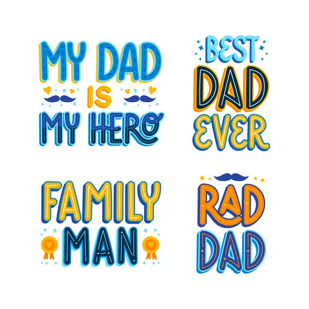 Free vector colorful father's day lettering sticker set