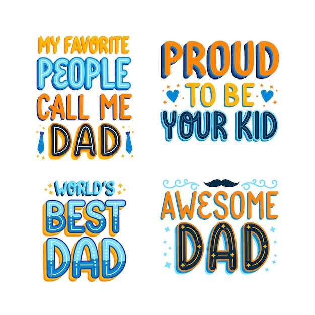 Colorful father's day lettering sticker set