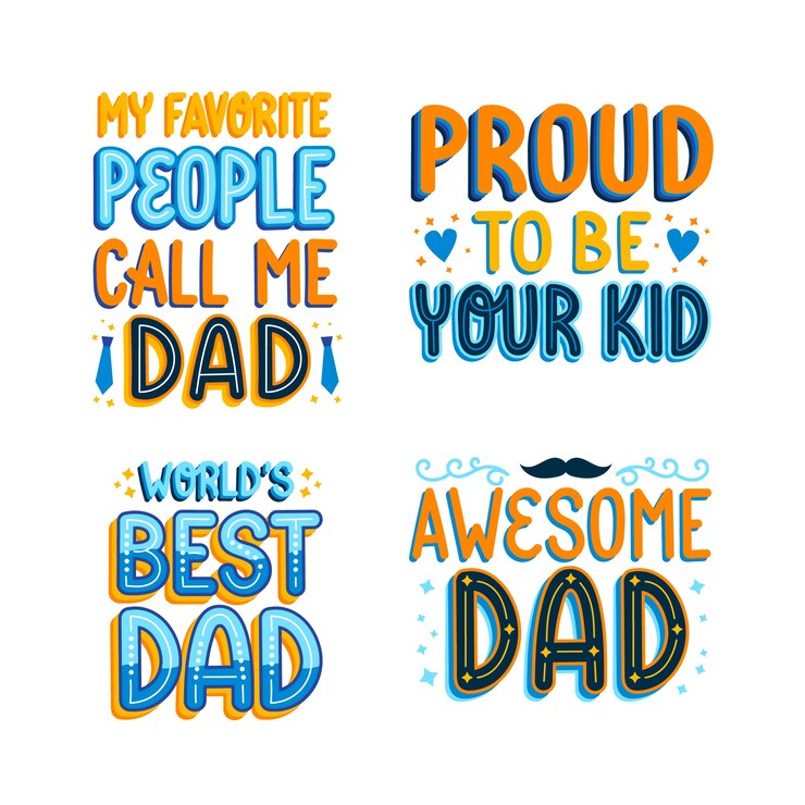 मुफ़्त वेक्टर colorful father's day lettering sticker set
