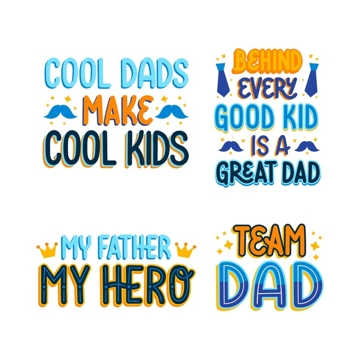 Free Vector colorful father's day lettering sticker set