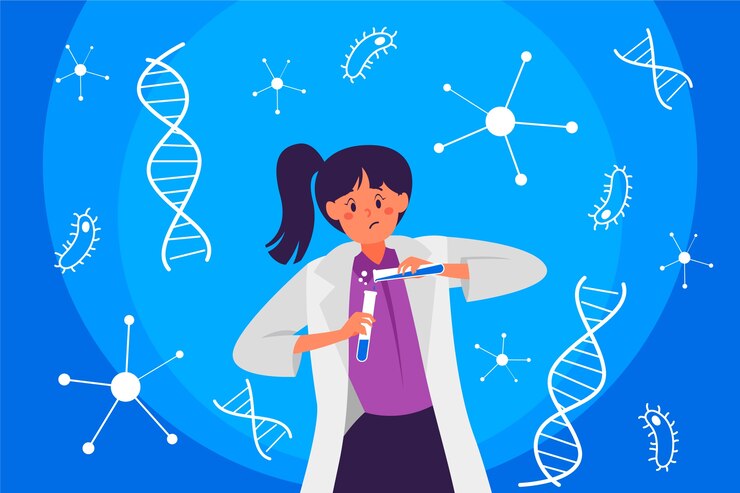 Free Vector colorful female scientist illustration
