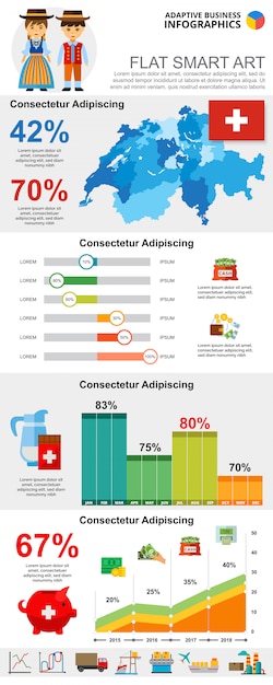 화려한 금융 또는 분석 개념 infographic 차트 설정