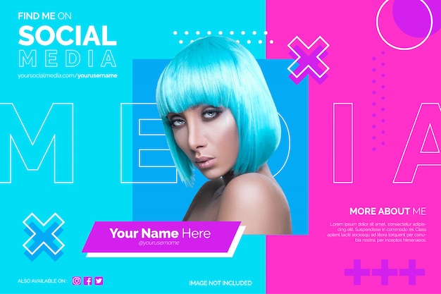 Free vector colorful find me on social media background